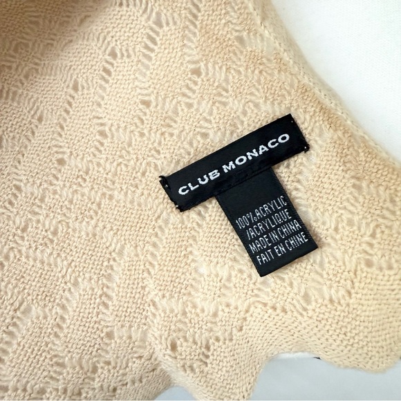 Club Monaco Beige Cream Elegant Knitted Winter Shawl Soft Scarf Casual Neutral - Picture 3 of 8